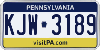 PA license plate KJW3189