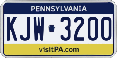 PA license plate KJW3200