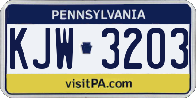 PA license plate KJW3203