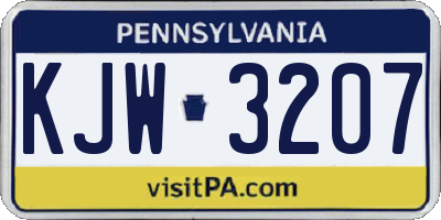 PA license plate KJW3207