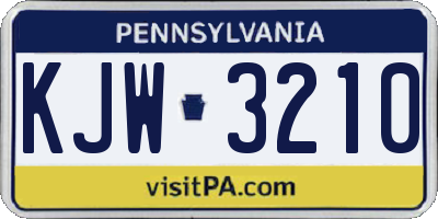 PA license plate KJW3210
