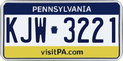 PA license plate KJW3221