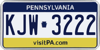 PA license plate KJW3222
