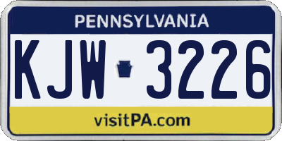 PA license plate KJW3226