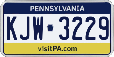 PA license plate KJW3229