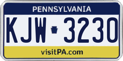 PA license plate KJW3230