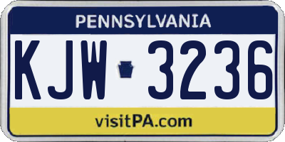PA license plate KJW3236