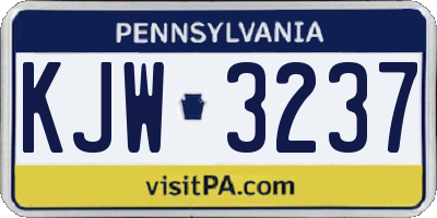 PA license plate KJW3237