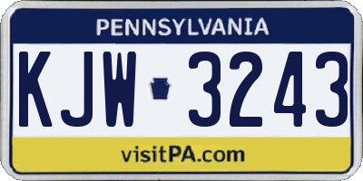 PA license plate KJW3243