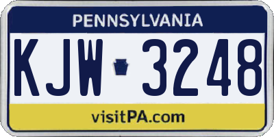 PA license plate KJW3248