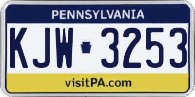 PA license plate KJW3253