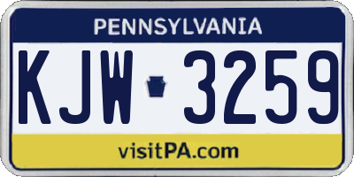 PA license plate KJW3259