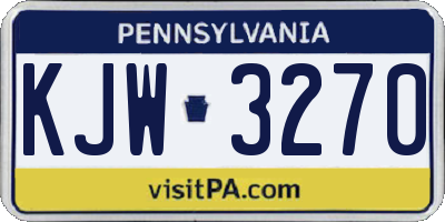 PA license plate KJW3270