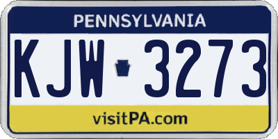 PA license plate KJW3273