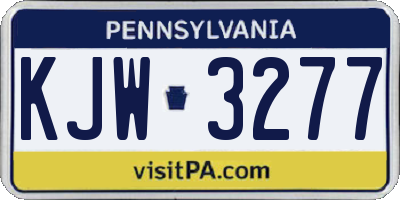 PA license plate KJW3277