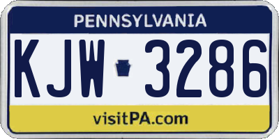 PA license plate KJW3286