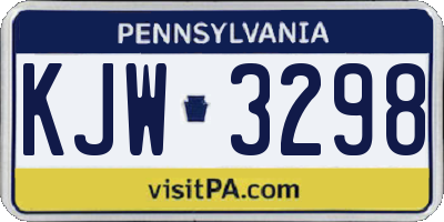 PA license plate KJW3298