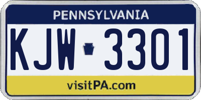 PA license plate KJW3301