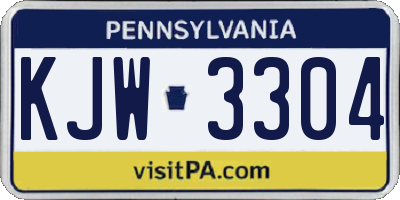 PA license plate KJW3304