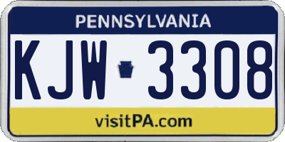 PA license plate KJW3308