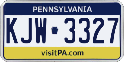 PA license plate KJW3327
