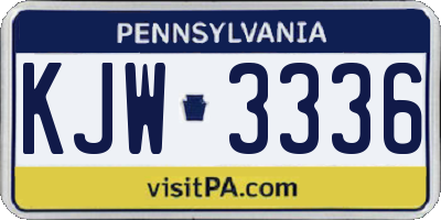 PA license plate KJW3336