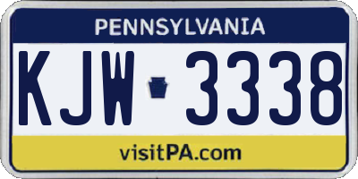 PA license plate KJW3338