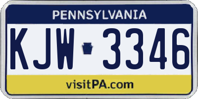PA license plate KJW3346