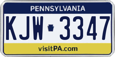 PA license plate KJW3347