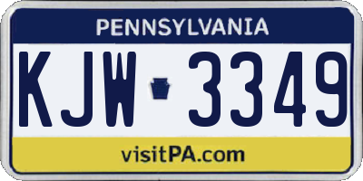 PA license plate KJW3349