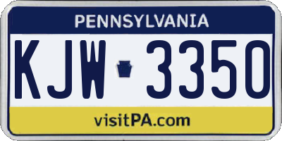PA license plate KJW3350