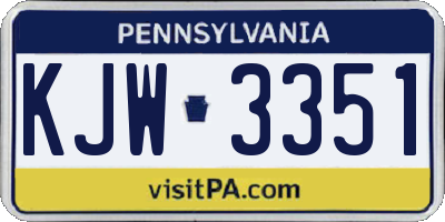 PA license plate KJW3351