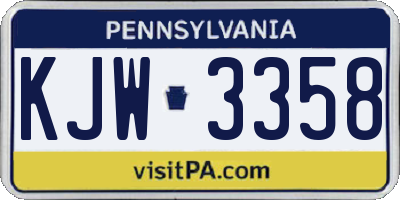 PA license plate KJW3358
