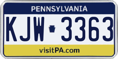 PA license plate KJW3363