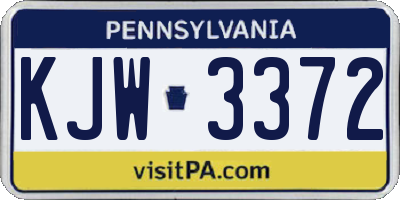 PA license plate KJW3372