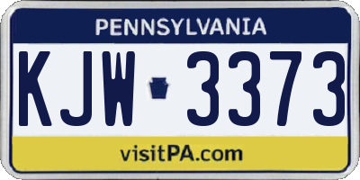 PA license plate KJW3373