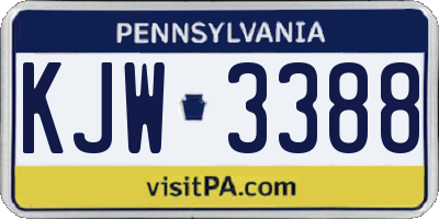 PA license plate KJW3388