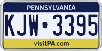 PA license plate KJW3395