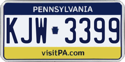 PA license plate KJW3399