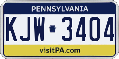 PA license plate KJW3404