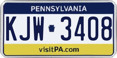 PA license plate KJW3408