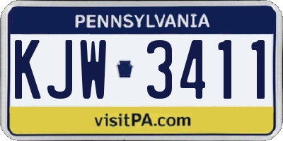 PA license plate KJW3411