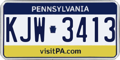 PA license plate KJW3413