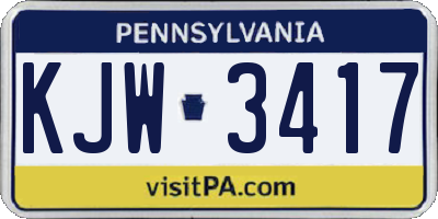 PA license plate KJW3417