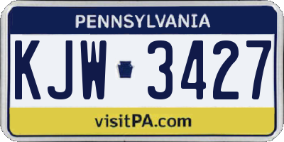 PA license plate KJW3427