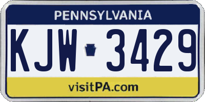 PA license plate KJW3429