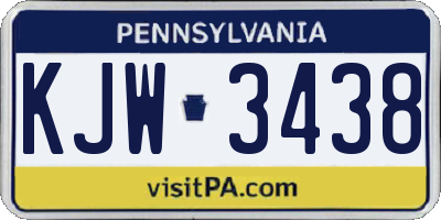 PA license plate KJW3438