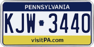 PA license plate KJW3440