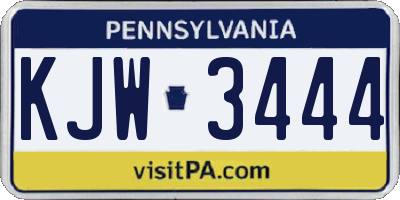 PA license plate KJW3444