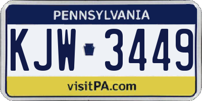 PA license plate KJW3449